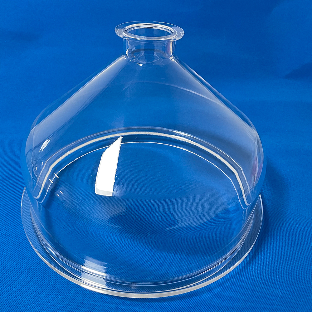 Transparent fused quartz bell jar and dome component
