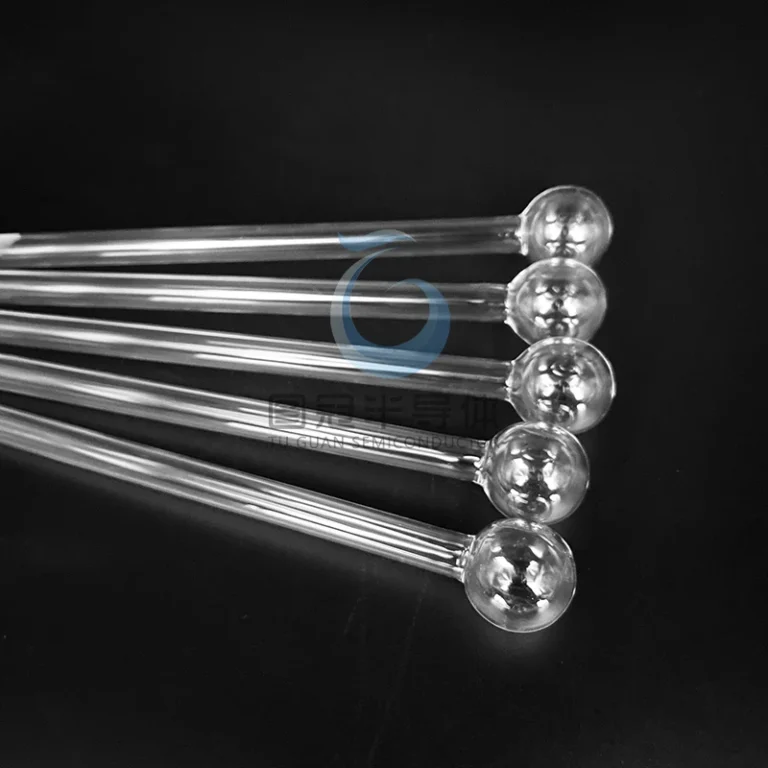 Group of clear Fused Quartz tubes, each with a rounded, bulbous end for gas bubbling
