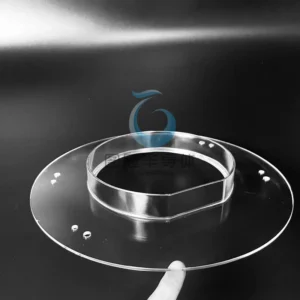 Clear Fused Quartz focusing ring with a flat base and a hexagonal inner ring